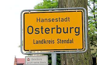 3781 Ortsschild Hansestadt Osterburg, Landkreis Stendal.